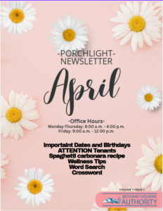 April Newsletter "The Porchlight"