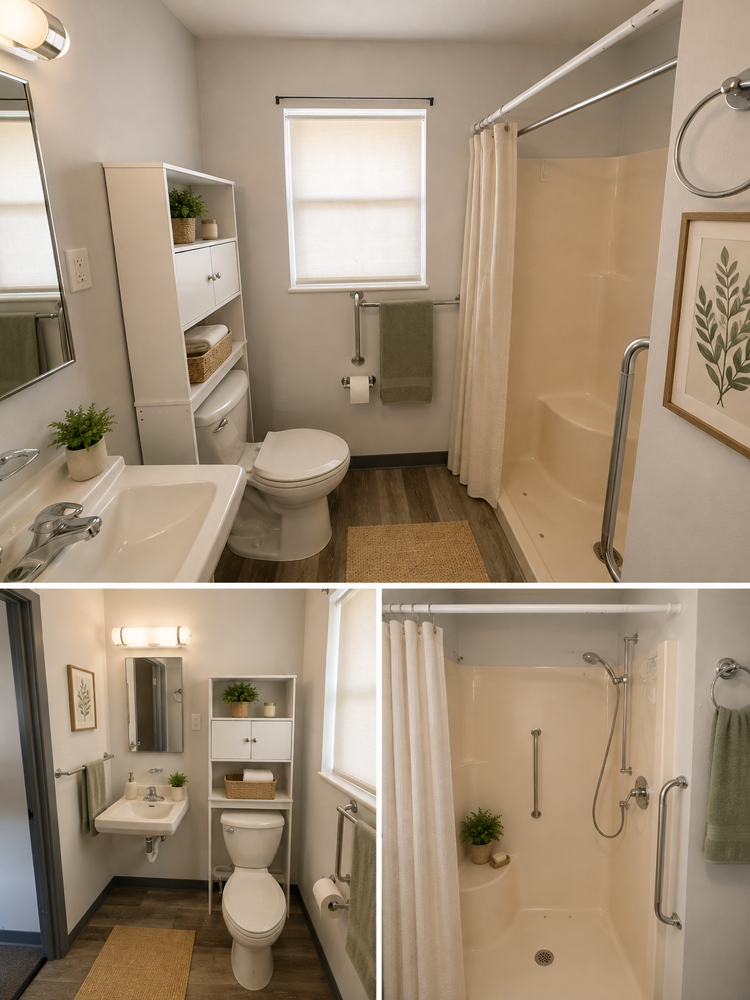 1 bedroom unit bathroom staged